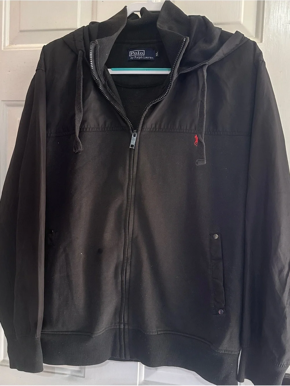 Ralph Lauren Men’s Black Zip Front Hoodie with Red Pony